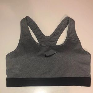 Gray and black sports bra